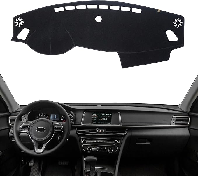 KEYOOG Dashboard Cover Dash Mat Fit for K-ia Optima /K5 2020-2017 (Cover Extended Edition,W/o HUD Models),Car Dash Board Mat Anti-Glare Carpet,Non-Slip Pad Sunshield Protector (Black)