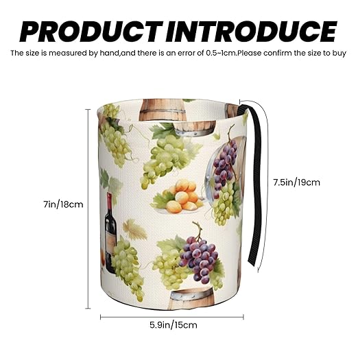 Car Trash Can Hanging, Wine Grapes Waterproof Auto Garbage Bin Universal Vehicle Waste Container, 3.5L Capacity