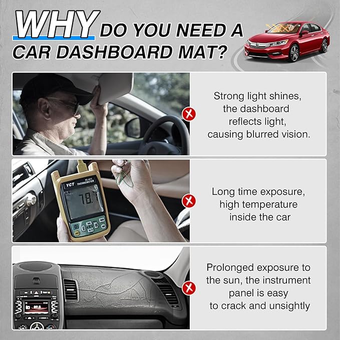 CARTIST Dash Cover fits for Honda Accord 2013 2014 2015 2016 2017 (LX, Sport, EX, EX-L, & Touring) Dashboard Cover Mat Non-Slip Carpet Sunshield Glare UV Rays Protector
