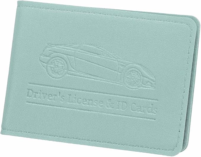 HARFINGTON Car Registration and Insurance Holder PU Leather Vehicle Glove Box Organizer Storage Accessories Car ID Holder with 4 Pockets for License ID Card Bank Card Documents, Blue