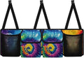 Rainbow Tie Dye Print Large Capacity Trunk Organizer Car Hanging Cargo Storage Bag, 4 Compartments, Multi-color