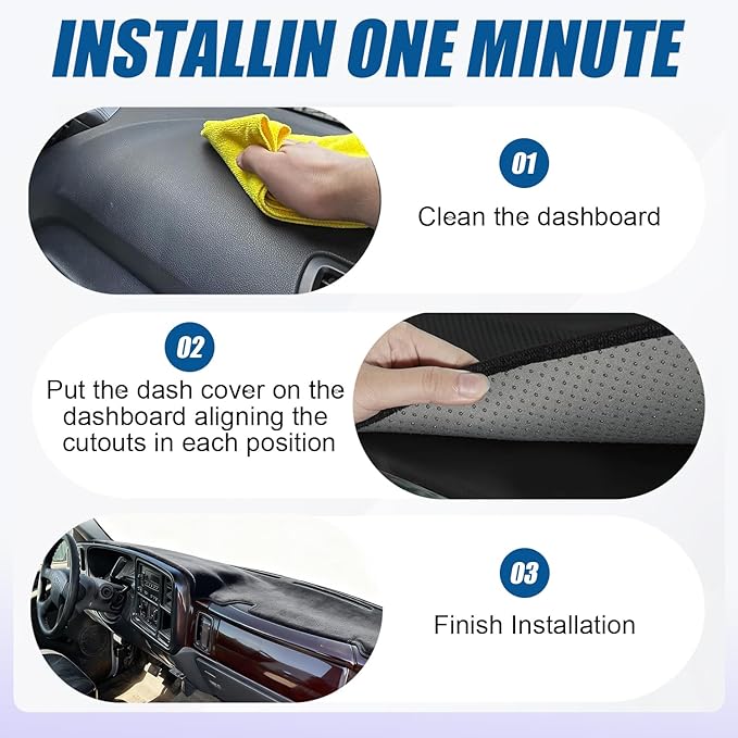 Dash Cover Compatible with GMC Sierra/Chevy Chevrolet Silverado 1999-2006, GMC Yukon XL/Chevy Suburban Tahoe Avalanche 2000-2006 Dashboard Cover Mat Non-Slip Pad Carpet Sunshield Protector