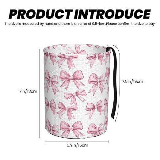 Pink Ribbon Bow Car Trash Can Leak-Proof Waterproof Hanging Trash Bin Collapsible Garbage Can for Car Accessories Travelling Camping