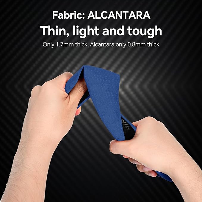 PAUUOOA 2 Piece Alcantara Steering Wheel Cover - Split Sport Design for D & O Shape Wheels, Soft Touch · Anti-Slip Grip · All Season Comfort · Durable Luxury Material for Performance Cars