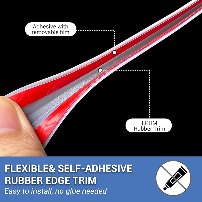 Rubber Edge Trim, Flexible Edge Trim for Sharp Edge, 1/16" U Channel Edge Protector, Self Adhesive Edge Guards for Car Doors and Sheet Metal Parts, 20Ft, Grey Color