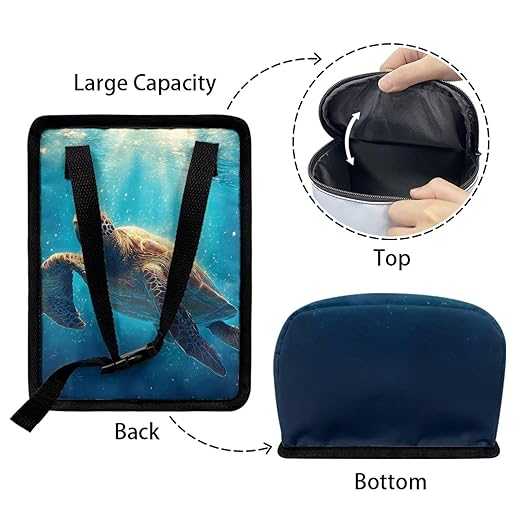 Talayituse Sea Turtle Print Car Trash Can with Lid, Leak Proof Auto Trash Bag Hanging Vehicle Garbage Can Multipurpose Storage Container for Back Seat Road Trip