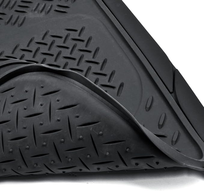 BDK MaxDuty Rubber Floor Mat for Car, SUV,Van & Truck - Super Heavy Duty Rubber , Trim to Fit & 3 Piece (Black)