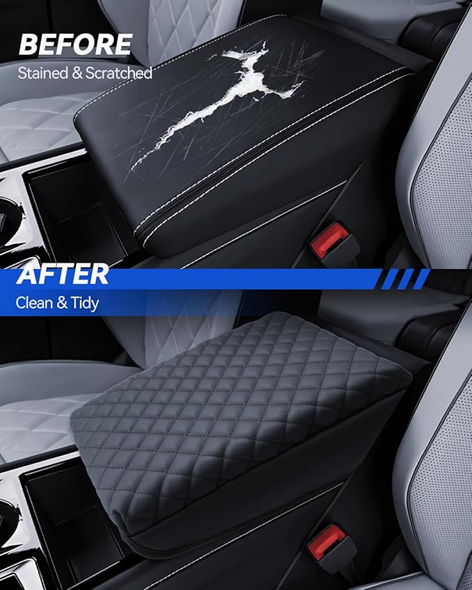 Armrest Cover for 2024 2025 2026 Volkswagen Atlas SE, SE with Technology, SEL, SEL Premium R-Line Accessories Center Console Middle Lid Pad Protector for Car Elbow Rest-Thickened