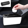 Hovom Car Trash Can, Leather Waterproof Automotive Garbage Can with Trash Bag, Hanging Mini Vehicle Trash Bin, Small Auto Door Organizer Storage Pouch, Universal Car Accessories (White)