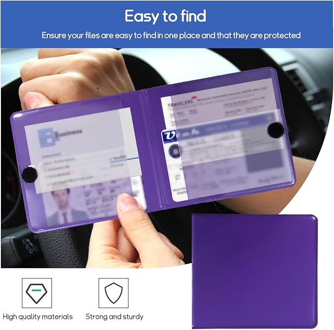 2 PCS Car Registration and Insurance Holder, 10.6''×4.8'' Essential Auto Card Glove Box Organizer with Closure, Vehicle Interior Accessories Perfect for Documents, Cards