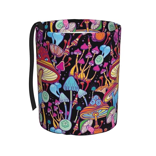 BEIANSHUO Doodle Mushrooms Car Trash Can Collapsible Garbage Can,Hanging Trash Bag Water Proof with Suitable for Storage for Car Interiors,Home