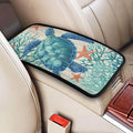 Sea Turtle Center Console Cover Pad, Nautical Starfish Coral Car Armrest Seat Box Cover Cushion Universal for Most Vehicle SUV Truck, Car Interior Accessories Decor, Protect from Pet Claws & Dirt