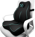 JIPORIER Seat Cushion & Lumbar Support Pillow Set for Office Chair, Ergonomic Pillow for Sciatica Pain Relief, Memory Foam Back Support Pillow & Chair Cushion for Car seat, Desk Chair (Black)