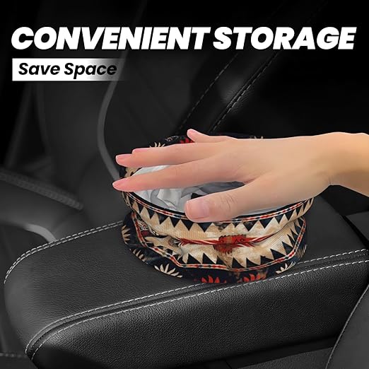 Native American Bear Car Trash Can Garbage Cans Foldable,Cute Hanging Car Organizer and Storage Bag Leak Proof, Auto Back Seat Trash Bin Universal for Truck, SUV, Outdoor Travel