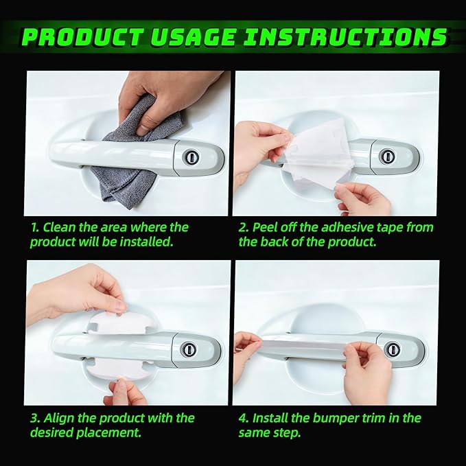 8pcs Transparent Car Door Handle Scratch Protectors, Rearview Bumper Trim Guard Stickers Protection Pads for Most Car Trucks SUVs Handles