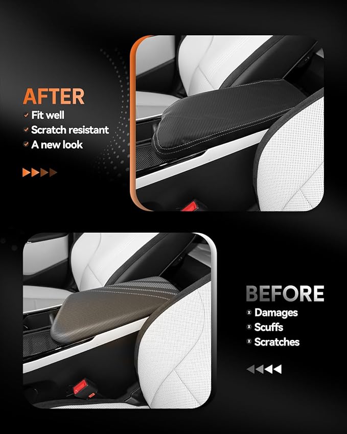 CDEFG for Kia EV6 2022-2025 Center Console Cover Armrest Box Cover for EV6 (Light, Light Long Range, Wind, GT-Line, GT) 2022 2023 2024 2025 Accessories Arm Rest Protector Carbon Fiber