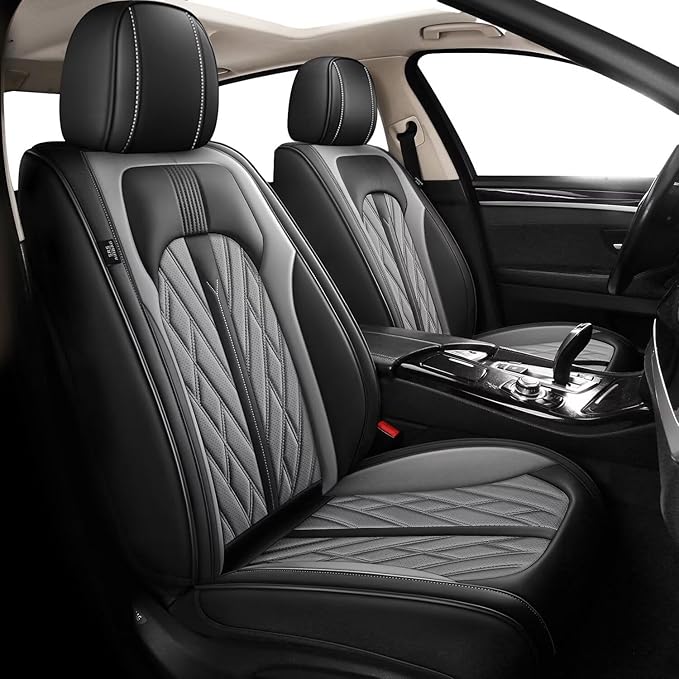 TTX LIGHTING Seat Covers Fit for Kia Optima 2002-2020 Seat Covers Full Set Car Seat Covers Faux Leather Breathable Waterproof Car Seat Protector (5 Seats, Black&Grey)