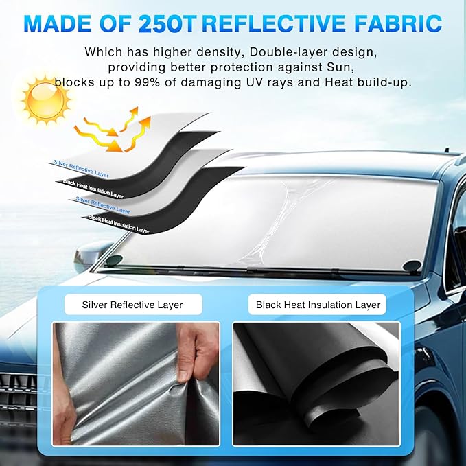 KUST Custom Fit Windshield Sun Shade for Nissan Murano Accessories 2015-2024 Sunshade Sun Visor Protector Foldable Blocks UV Rays Keep Your Car Cooler