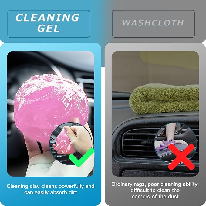 Car Cleaning Gel,Reusable Car Cleaning Putty for Interior Detailing, Car Cleaning Supplies, Auto Detailing Tools, Car Slime for Dust Removal, Car Accessories Interior, Car Cleaning Kit(Pink, 3.0 OZ)