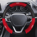 Sport Style Black Carbon-Fiber Steering Wheel Cover with Red Strip Grip Steering Wheel Accessory,Universal Fit 14.75-15 inch Steering Wheel