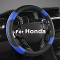 GIANT PANDA Microfiber Leather Steering Wheel Cover for Honda Accord,Civic,CR-V,HR-V,Pilot(Diamond-Pattern-Black+Blue-Standard Size)