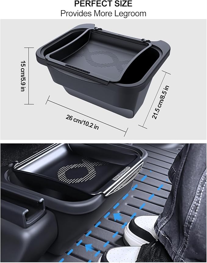 for Tesla Rear Trash Can Model Y Juniper Accessories 2025 2026 Center Console Organizer with Anti-Slip Lid Cover Model Y Floor Storage Box Garbage Bin Silicone Backseat Storage Box Black
