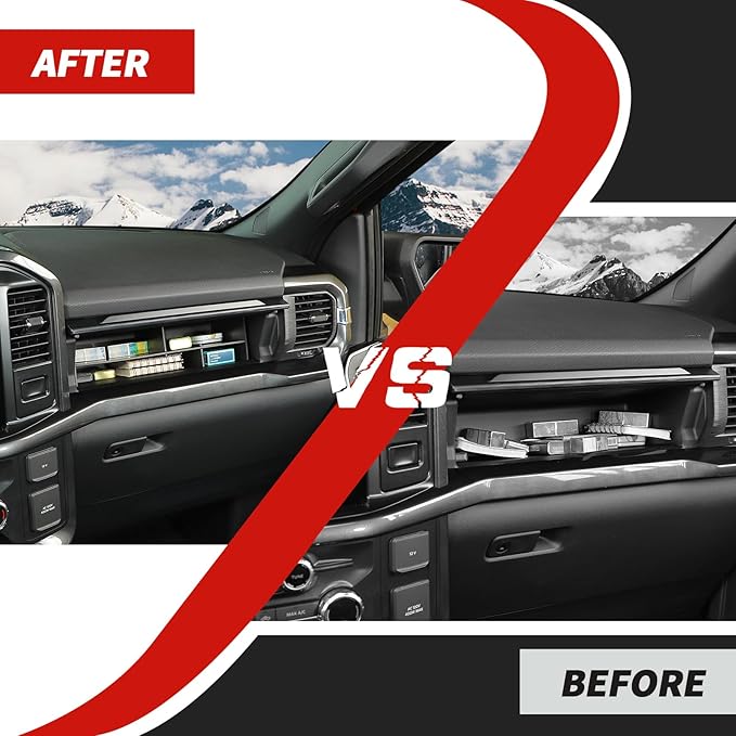 Glove Box Organizers Co-pilot Storage Compartment Divider Interior Accessories Compatible with Ford F150 2021+