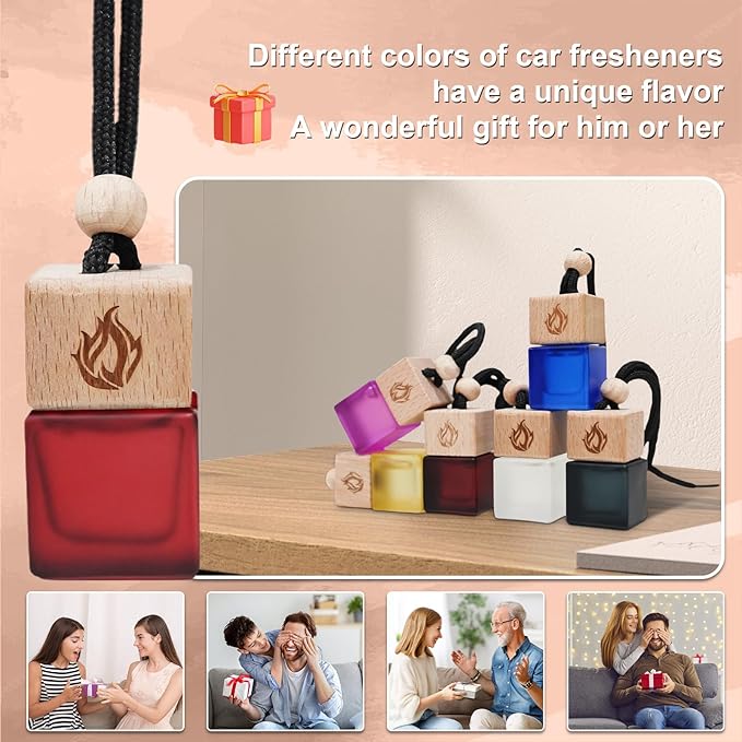 Car Air Freshener Hanging 2 Pack, Rosehip Wine Scent Car Perfume, Long Lasting Automotive Essential Oil Diffuser, Cute Car Accessories for Women Men