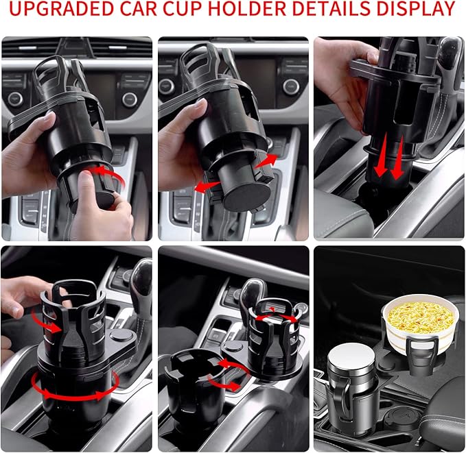 Cup Holder Expander for car 2 in 1 Multifunctional Car Cup Holder Extender Adapter with Adjustable Base Compatible with Hydro Flask, Yeti, Nalgene, 32/40 oz Large Bottles Drinks Mugs