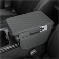 Upgraded Center Console Cover, Microfiber Leather Armrest Cover Cushion With 2 Storage Bags, Universal Car Armrest Storage Box Interior Accessories for Most Vehicles (Gray)
