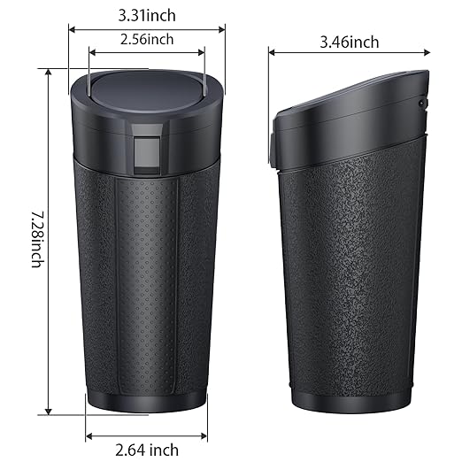 Car Trash Can Bin with Lid, 2 Packs,Mini Small Garbage Can Bin,Cup Holder Trash Can for Vehicle, Car's Door, Back Seat - Leakproof Portable Dustbin (Black)
