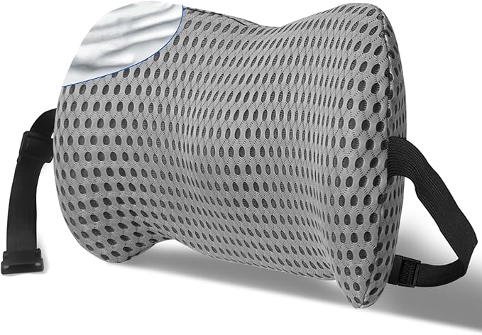sproerden Lumbar Support Pillow with Adjustable Straps for Lower Back Pain Relief. Memory Foam Lumbar Support Pillow for Car, Bed, Office Chair, Gaming Chair, Recliner, Improves Posture (Gray)