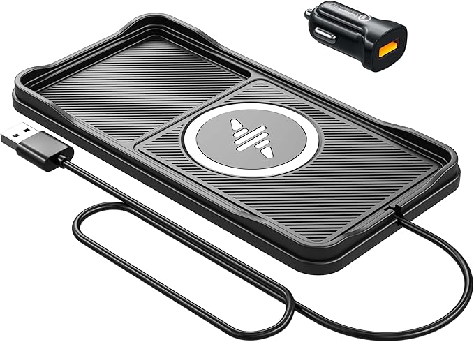Wireless Car Charger Pad, Fast Car Wireless Chargers Charging pad Non Slip Car Wireless Phone Charger for iPhone 17/16/15/14/13/12 Pro, SE3/SE2/XS/X/XR/8, 30cm Cable