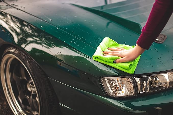 The Rag Company - Car Wash Towel - Professional Microfiber Auto Detailing and Drying Towels, Lint-Free, Streak-Free, Great for General Cleaning, 320gsm, 16in x 27in, Lime (Wholesale Case of 125)