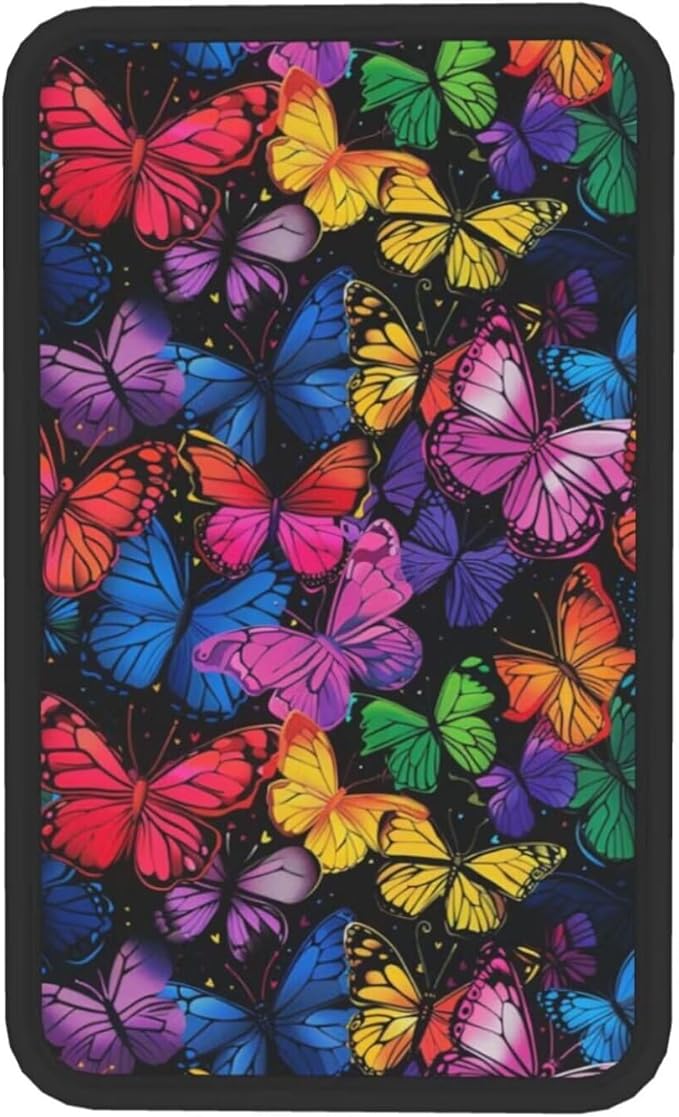 Colorful Butterfly Center Console Cover Butterflies Arm Rest Covers Armrest Pad Lid Cushion Pads for Most Vehicle, SUV, Sedan Animal Pink Blue Cars Accessories