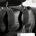 2PCS Purse Holder for Car, Purse Hook for Car, Leather Headrest Hooks for Automotive Back Seat, Auto Accessories Back Seat Organizer Hook for Grocery Bag Handbag Coat (Black, 2PCS)