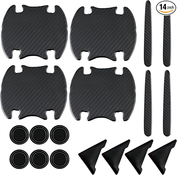 Car Door Protector-Door Handle Shielding Film, Door Dampening Pads, and Door Corner Guards for All Car Models - Noise Reduction & Anti-Scratch Solution (Black)