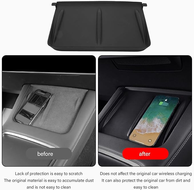 Pissente Anti Slip Car Charging Mat, Seamless Installation, Enhanced Charging Safety, Easy to Clean, Effective Mobile Phone Fixation, Silicone Phone Charger Holder, Replacement for Dust