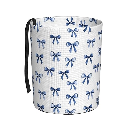 Blue Ribbon Bow Car Trash Can Leak-Proof Waterproof Hanging Trash Bin Collapsible Garbage Can for Car Accessories Travelling Camping
