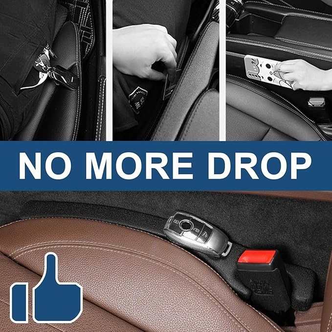Asweir 2-Pack Car Seat Gap Filler – Universal PU Leather Car Seat Gap Cover, Designed to Fill Gaps Between Seats and Console. Car Seat Side Gap Filler Prevents Items from Falling