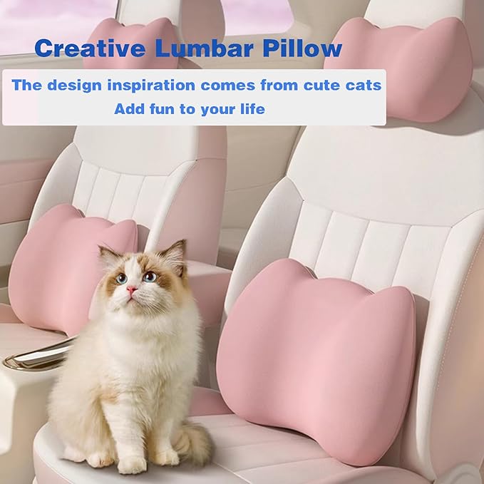 Lumbar Support Pillow for Car/Office Chair, Memory Foam Back Cushion for Car Seat, Lower Back Pillow Fits Most Cars, Trucks, with Adjustable Strap and Washable Cover, Back Pain Relief,Blue