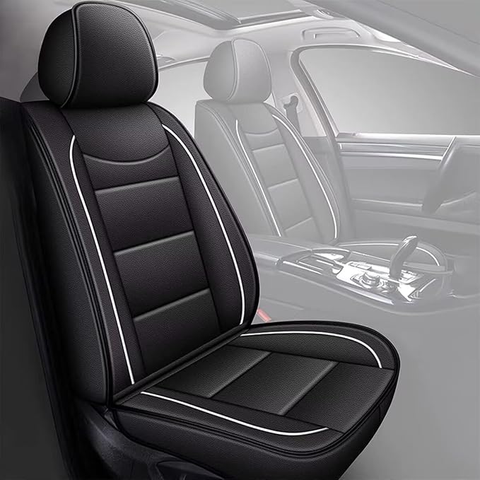 YORKNEIC Fit for kia Sportage Seat Covers 2009-2024 2025: Waterproof Leather 2 Front Car Seat Covers (2 Front Set, Black)