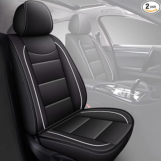 YORKNEIC Front Seat Covers Fit for Hyundai Santa Cruz 2022 2023 2024: Faux Leather Car Seat Cover Protector Cushion (2 Front Set, Black)