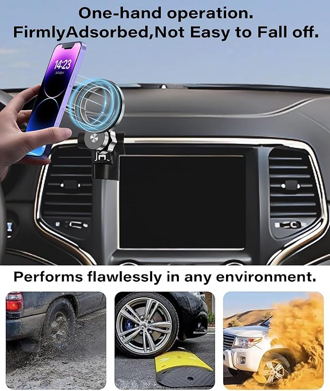 Magnetism Car Phone Holder for Jeep Grand Cherokee 2014-2018 Accessories Compatible with MagSafe Hands-Free 360 Degree Rotation Adjustable Cell Phone Mount Does Not Affect Air Vent