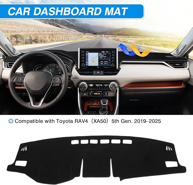 CARTIST RAV4 Dash Cover-Dashboard Cover for 2019-2025 2026 Toyota RAV4 No Glare Pad Dash Mat for RAV4 Interior Accessories[Non-Slip and Sun Protection]