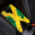 Auto Center Console Pad, Universal Car Armrest Seat Box Cover,Jamaican Flag Auto Armrest Cover Protector for Most Vehicle, SUV, Truck