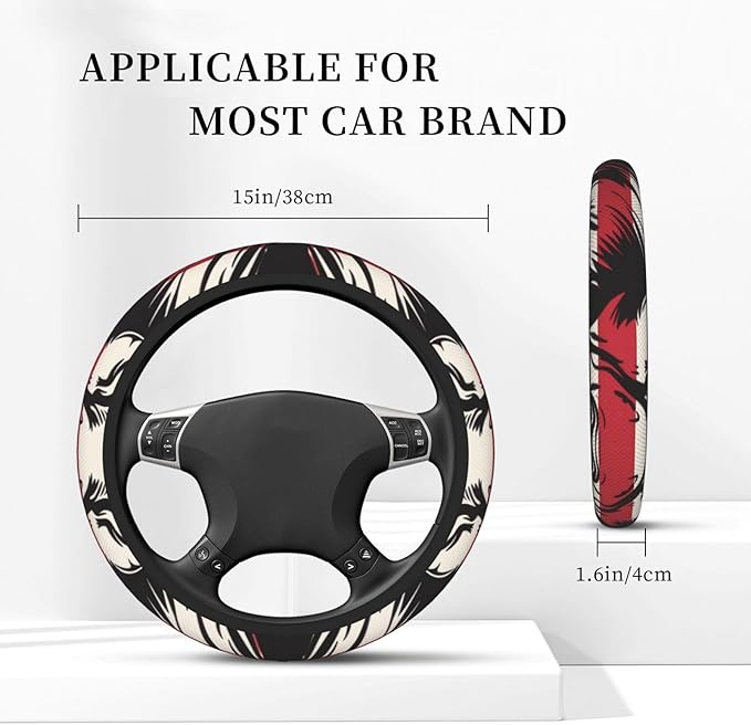 Steering Wheel Cover Polyester Thick Non-Slip Car Steering Wheel Cover Protector Universal 15 Inch, American Flag Lion