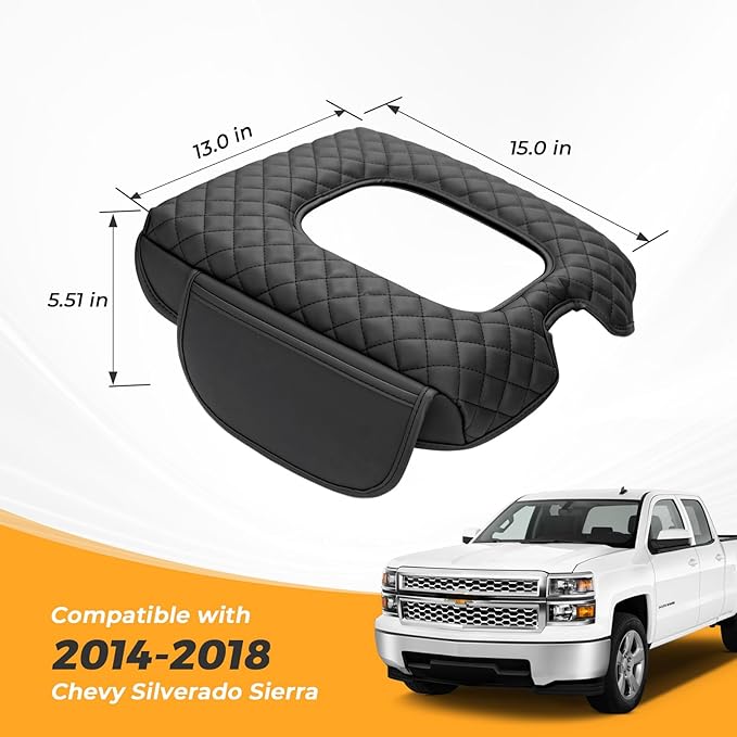FUNY Center Armrest Cover for 2014-2018 Silverado Sierra Jump-Up Seats, Durable Center Console Cover Replacement, Only fit Jump Seat Console