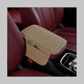 Car Center Console Cover, Waterproof Leather Arm Rest Cushion Pad with 2 Storage Bags, Anti-Scratch Armrest Seat Box Protector Interior Accessories for Most Vehicles (Beige)