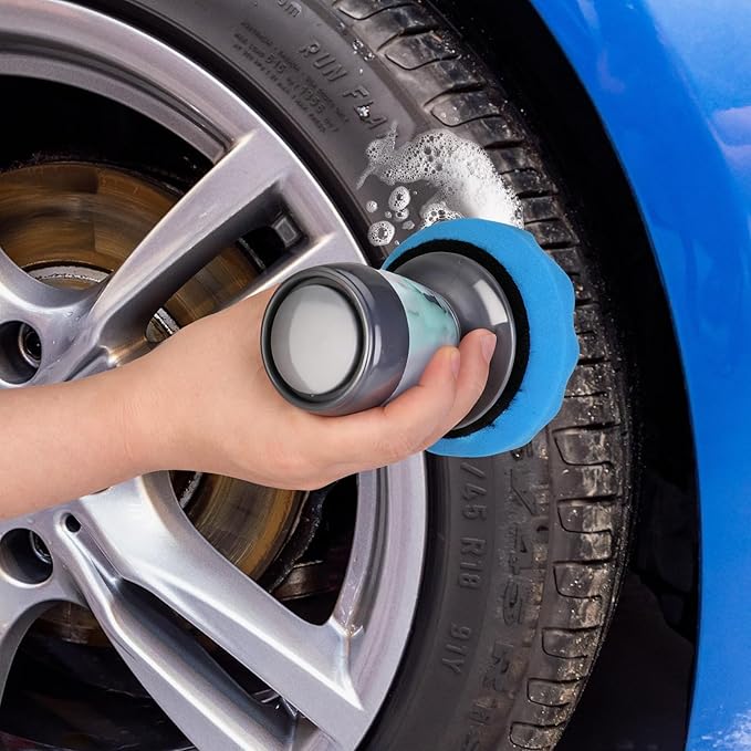 Flow Tire Shine Applicator, Reusable Car & Truck Tire Dressing Applicator, No-Drip Streak-Free Tire Shine Applicator Pad, Car Detailing Foam Sponge Pad for All Tire Shine & Gels(Red+Blue)